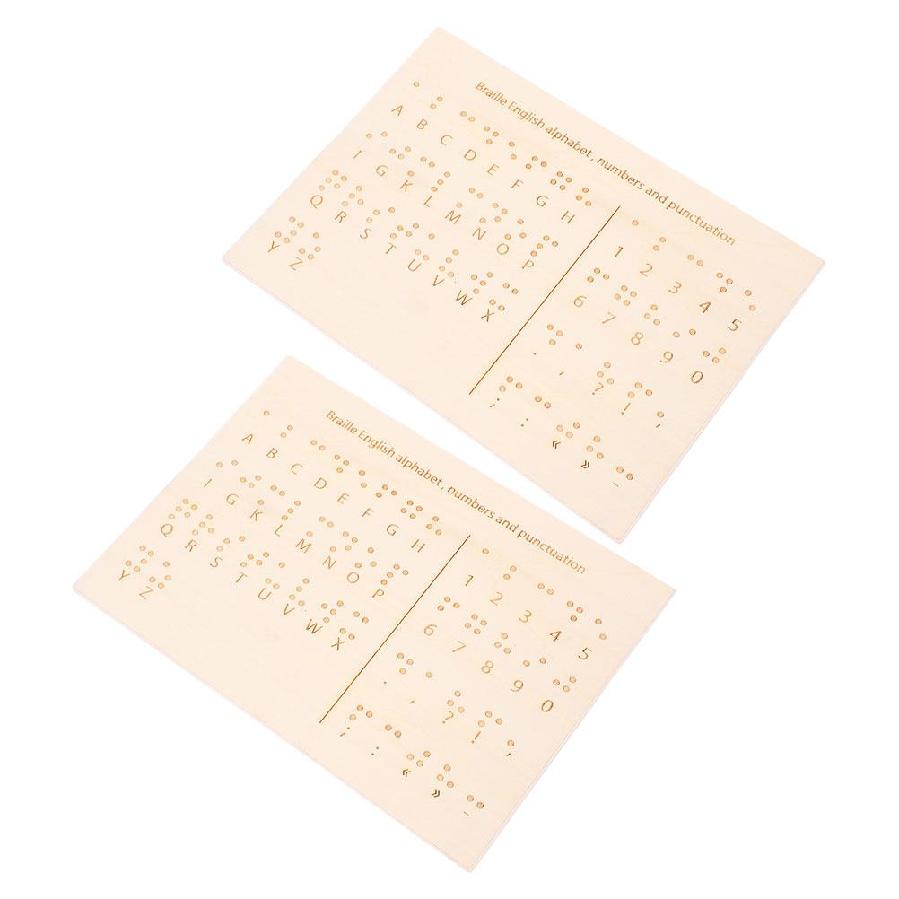 Party Supplies - 2Pcs Braille Alphabet Board Wooden Raised