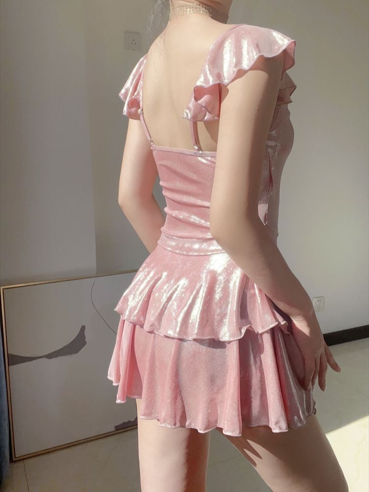 Flattering Shiny Pink Swimwear - Medieval Renaissance Dress Women review and price