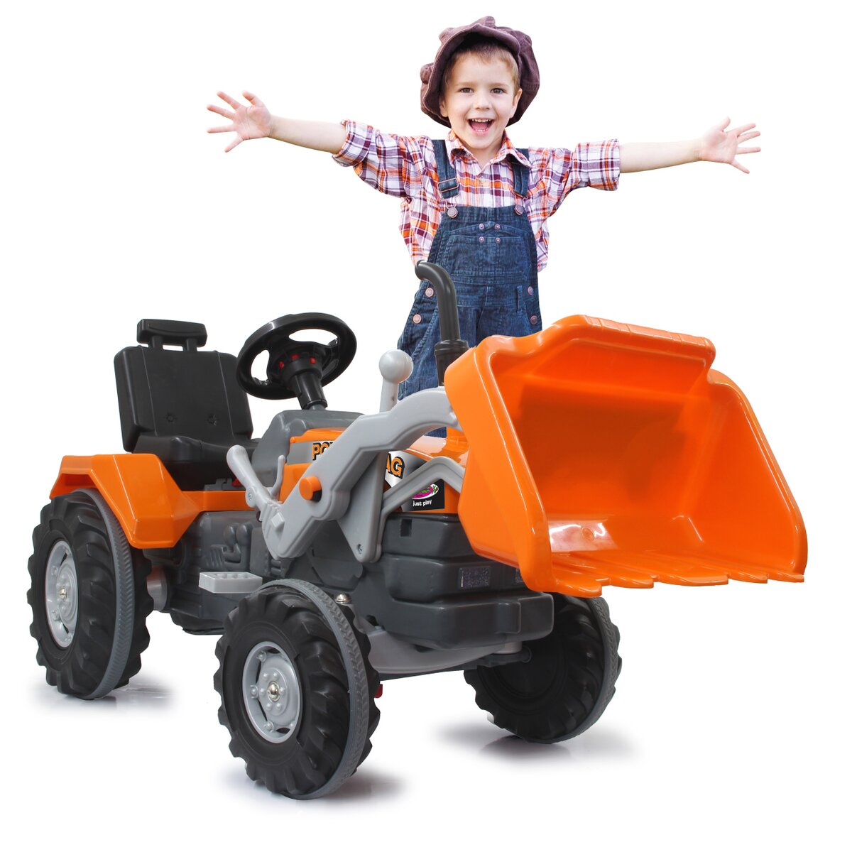 Spiderman Jumpsuit Kids - Jamara Traptractor met Lader - Oranje