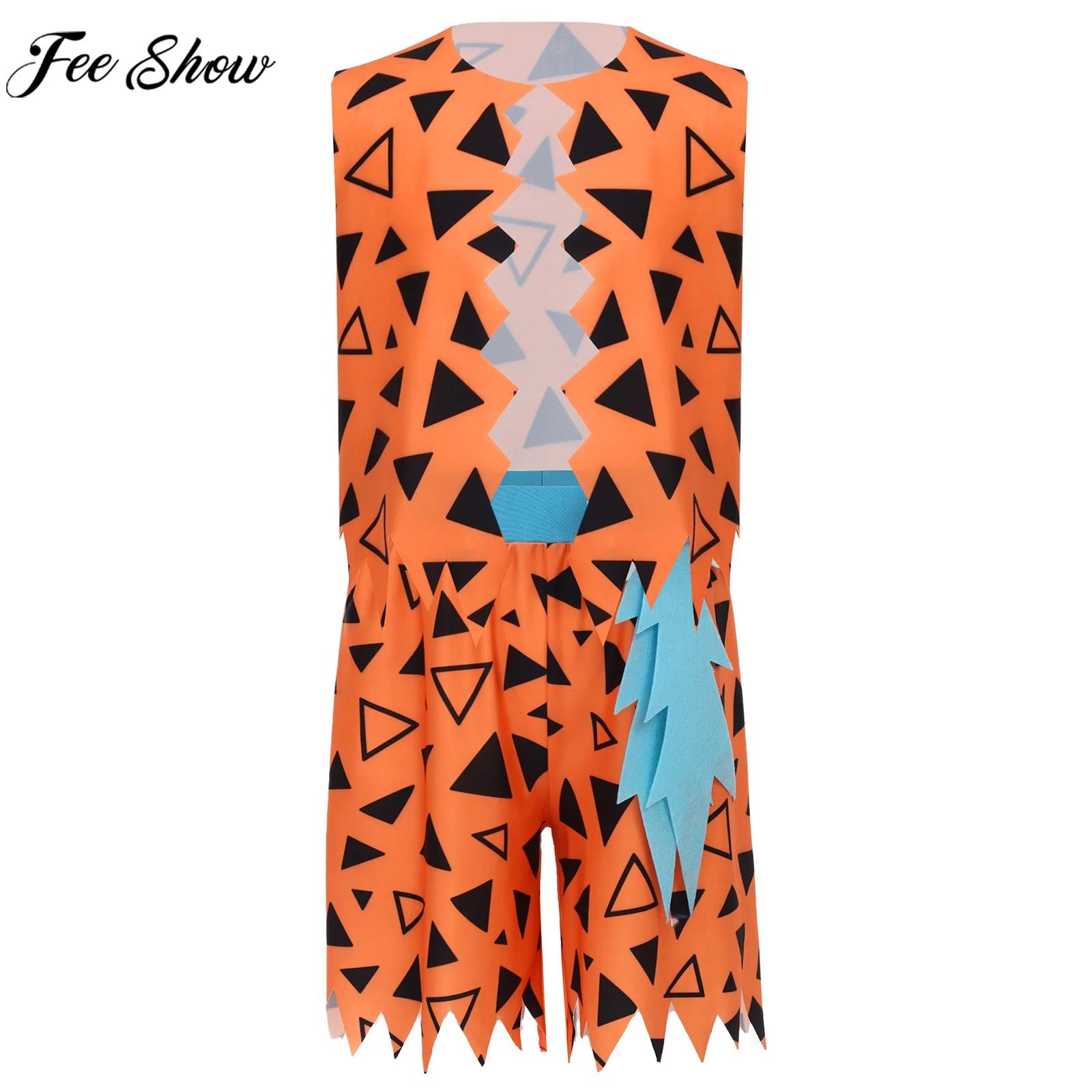 Spiderman Jumpsuit Kids - 6-16Y Boys Flintstone Costume Halloween Cavemen