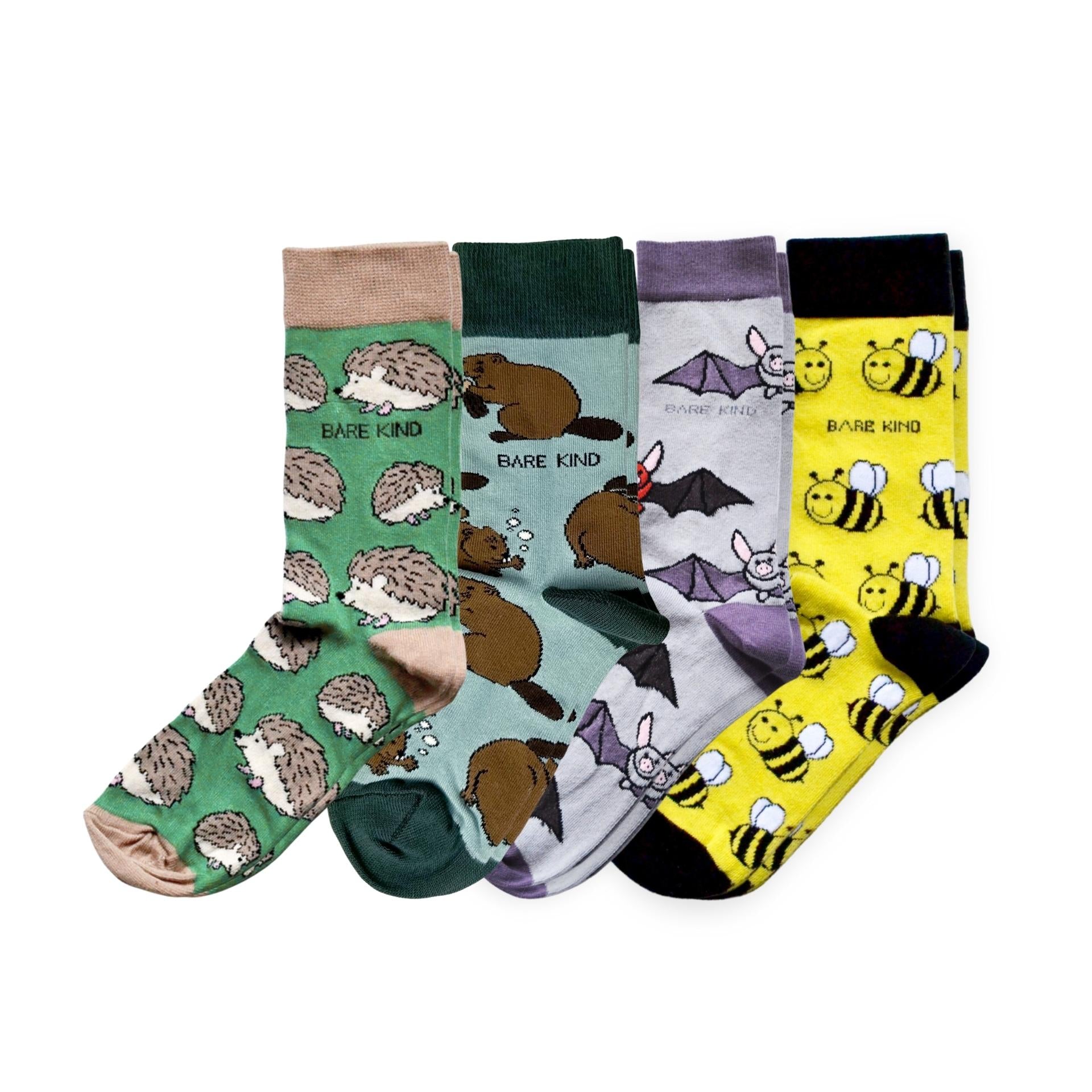 Funny Chicken Leg Socks - UK Forest Animals 4 Pack Bamboo
