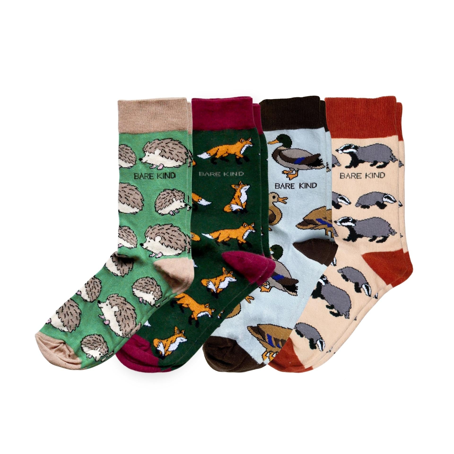 Funny Chicken Leg Socks - UK Wildlife Bundle of 4 Bamboo
