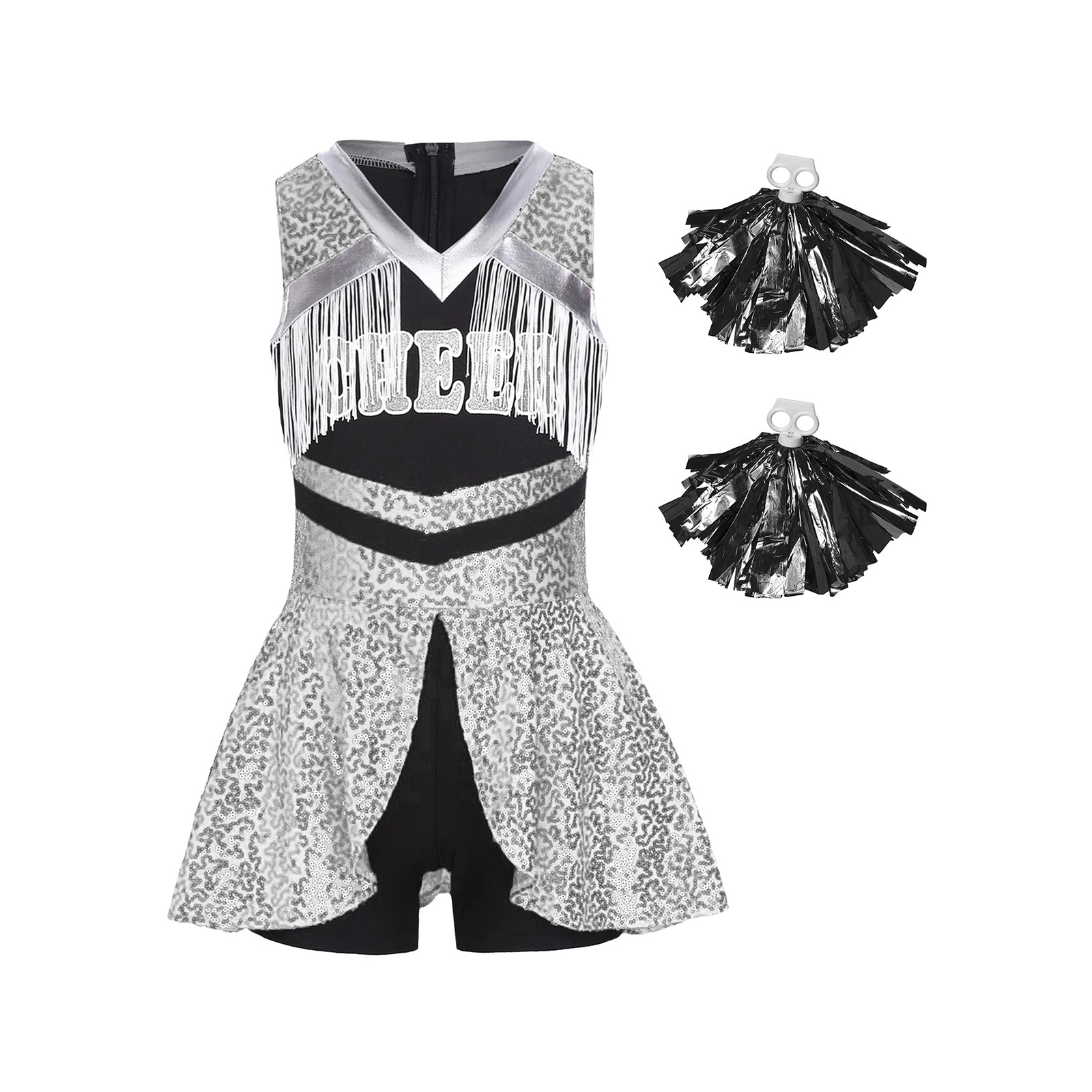 Spiderman Jumpsuit Kids - Girls Shiny Sequins Cheerleading Uniform Halloween