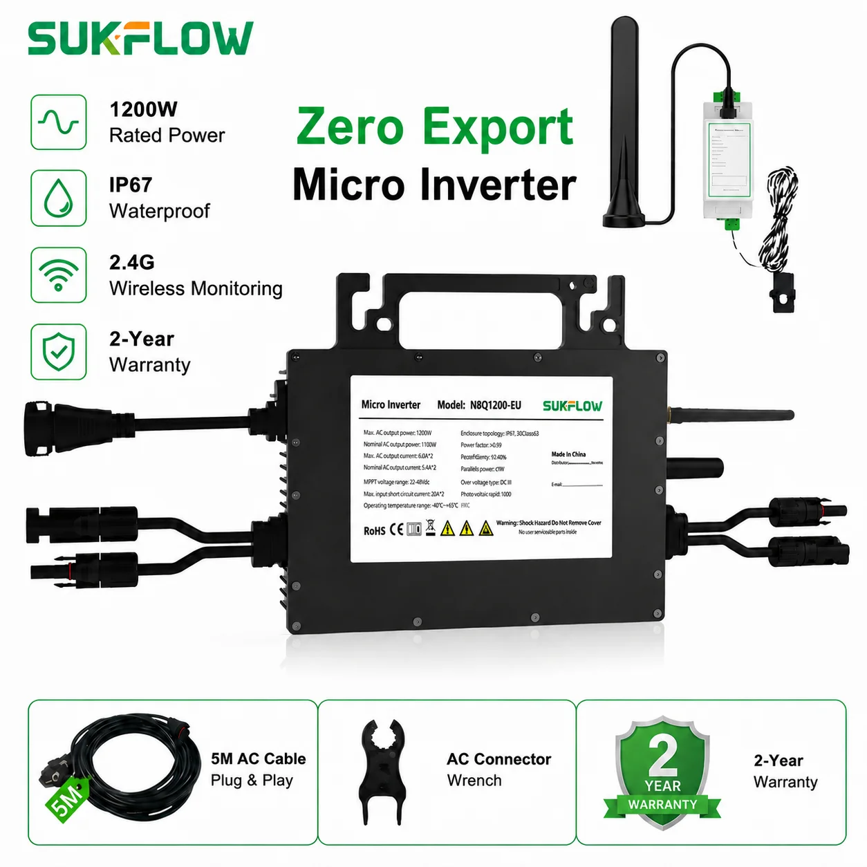 Party Supplies - SUKFLOW Zero Expert 1200W Grid-Tie Microinverter