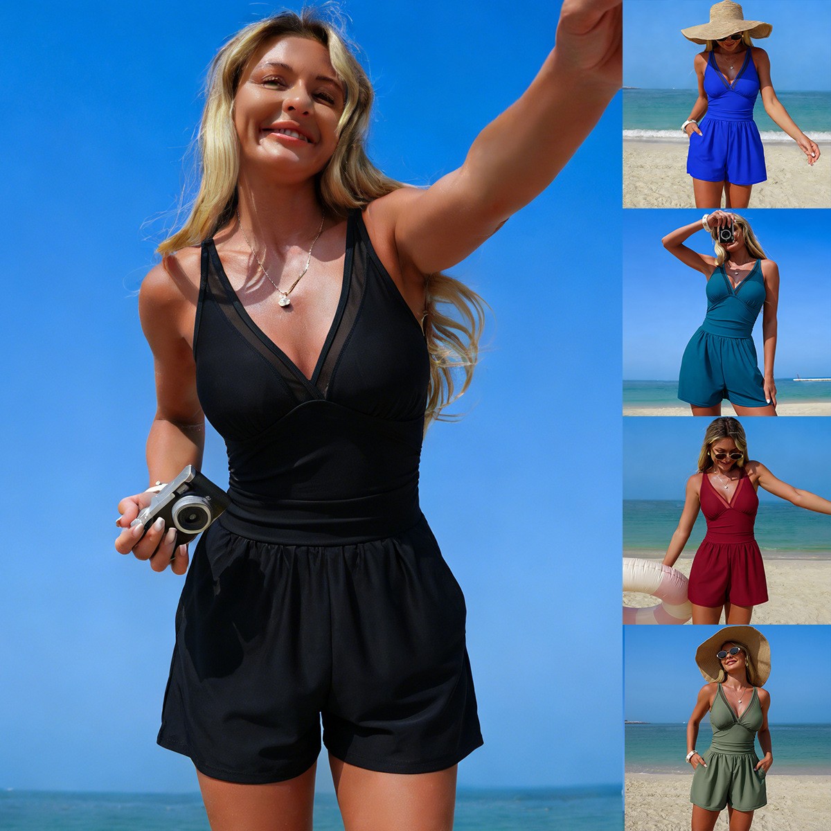 Black Solid Color Sleeveless V - Medieval Renaissance Dress Women review and price