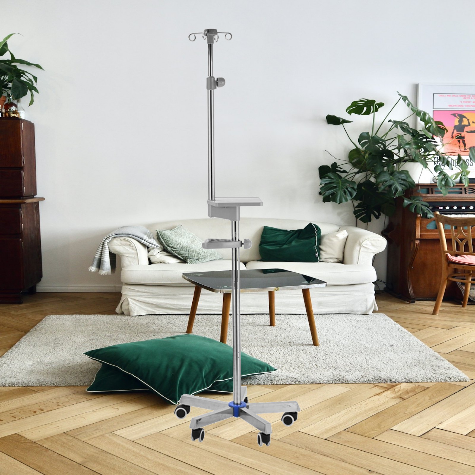 Party Supplies - IV Stand with Wheels Stainless Steel