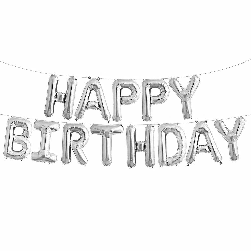 Party Supplies - Happy Birthday ballon Zilver (40CM)
