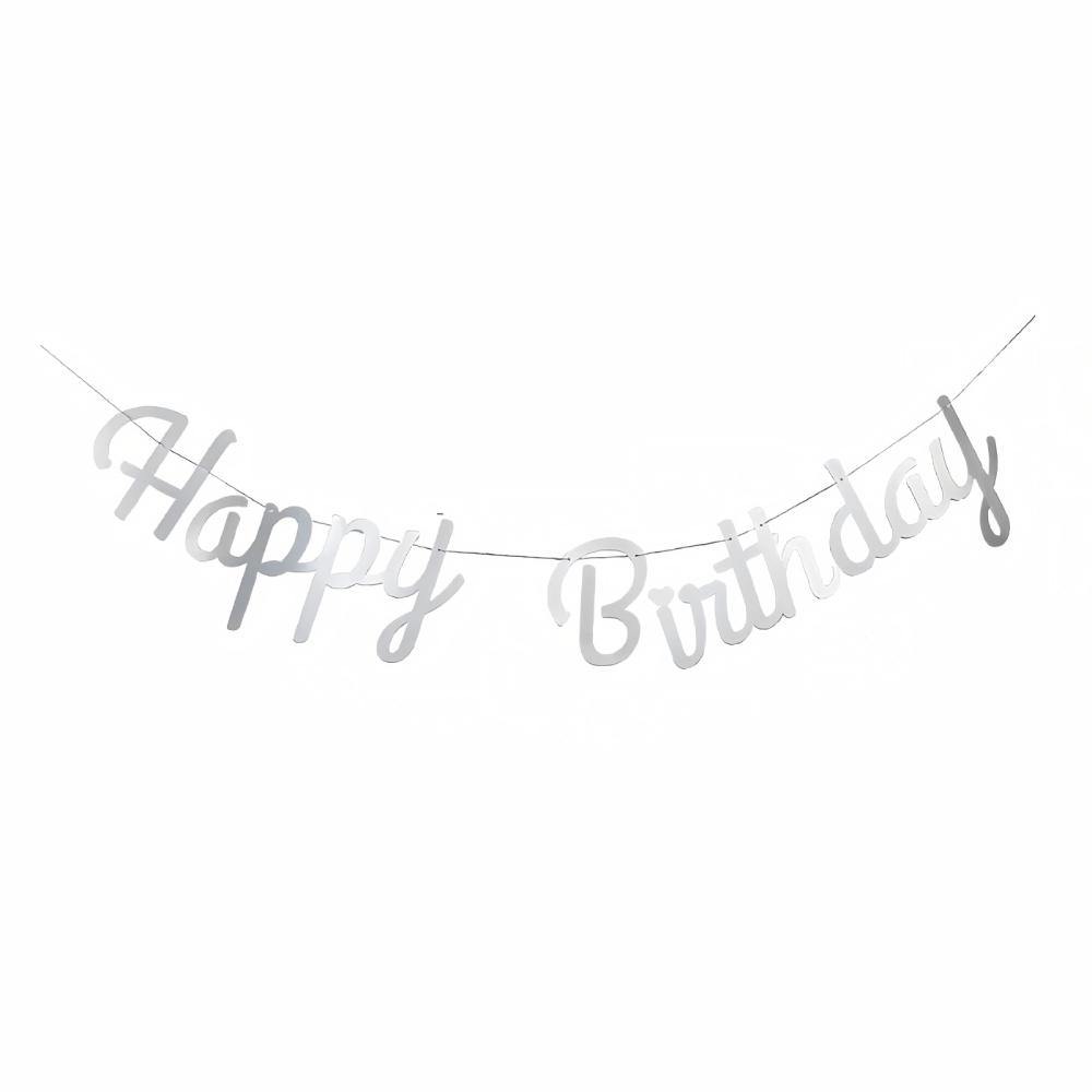 Party Supplies - Happy Birthday slinger (Zilver)