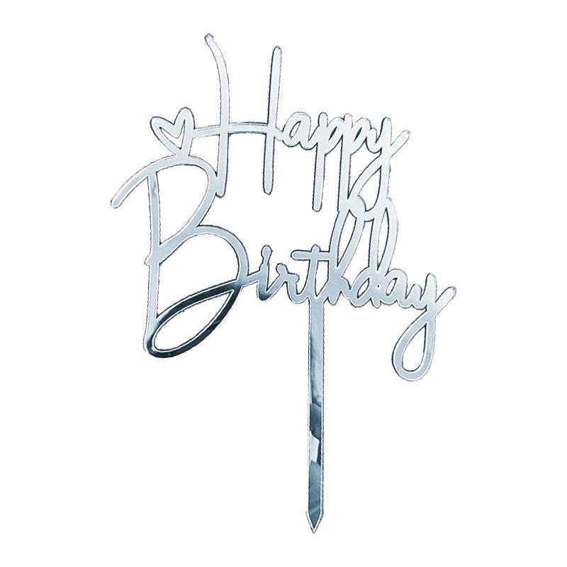 Party Supplies - Happy Birthday Cake Topper (Zilver)
