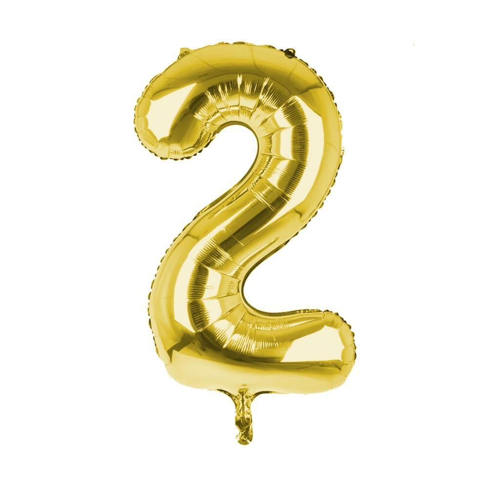 Party Supplies - Cijfer Ballon '2' Goud (100CM)