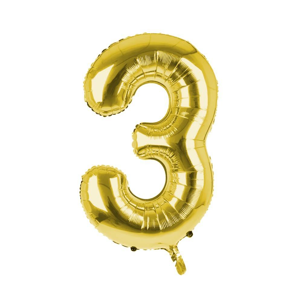 Party Supplies - Cijfer Ballon '3' Goud (100CM)