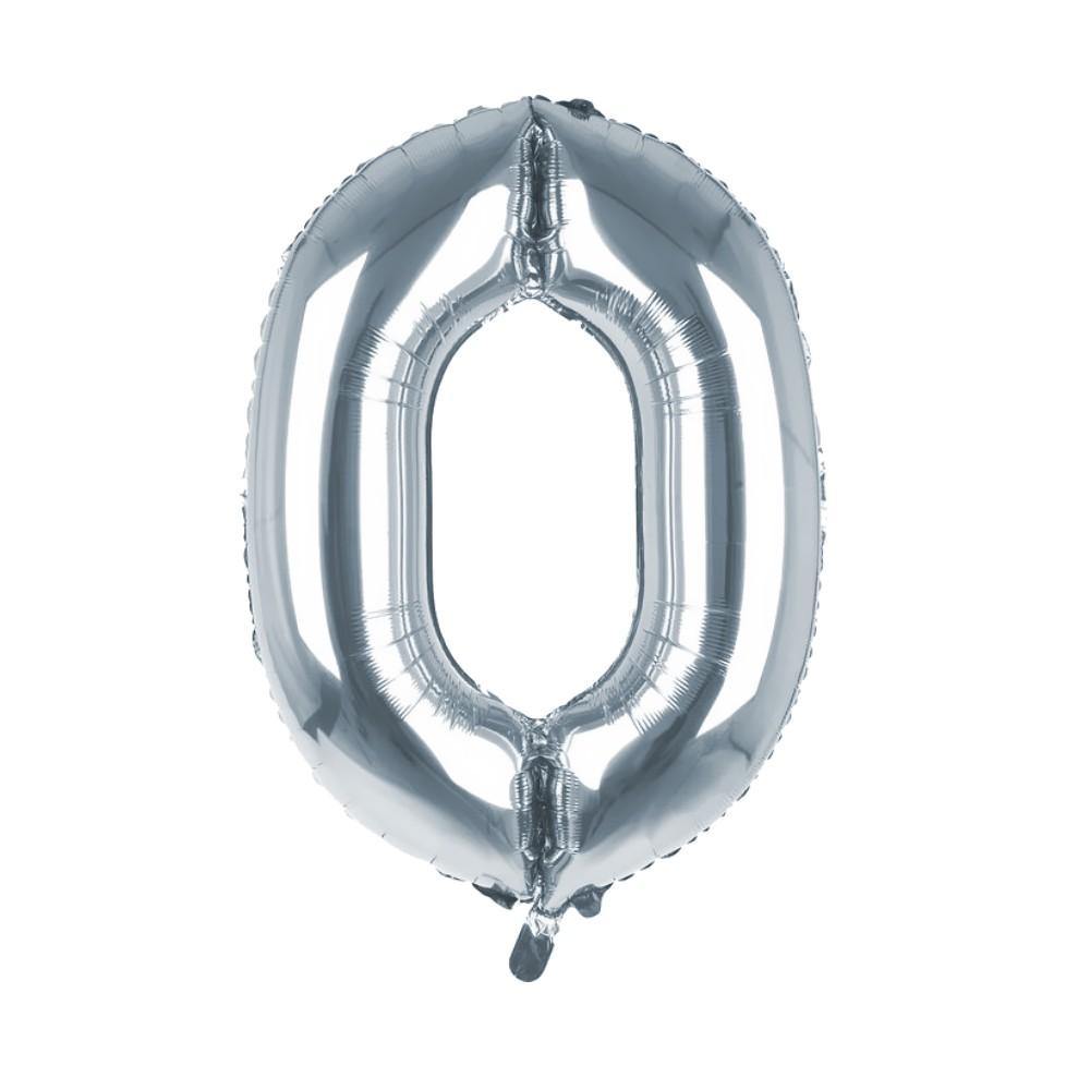 Party Supplies - Cijfer Ballon '0' Zilver (100CM)