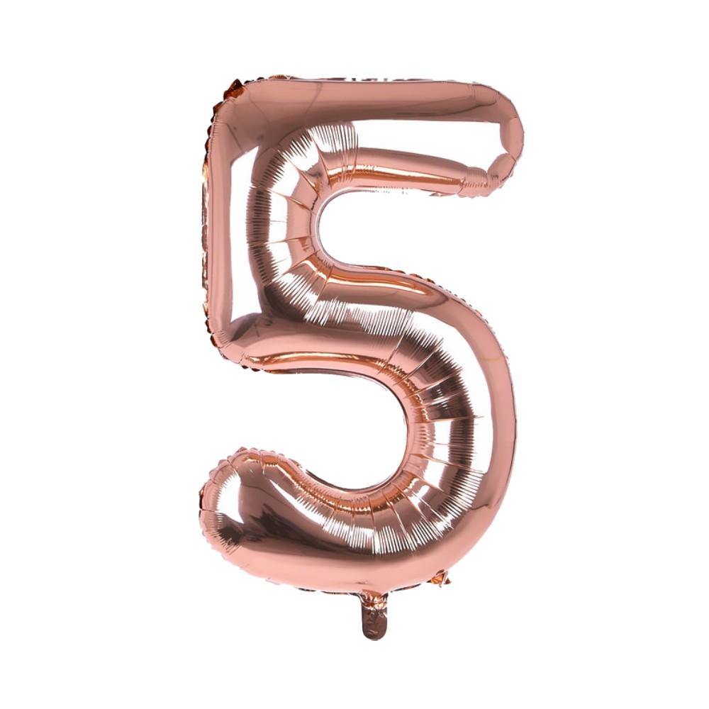 Party Supplies - Cijfer Ballon '5' Rosé (100CM)