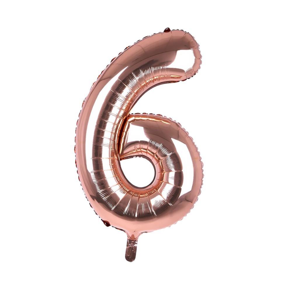 Party Supplies - Cijfer Ballon '6' Rosé (100CM)