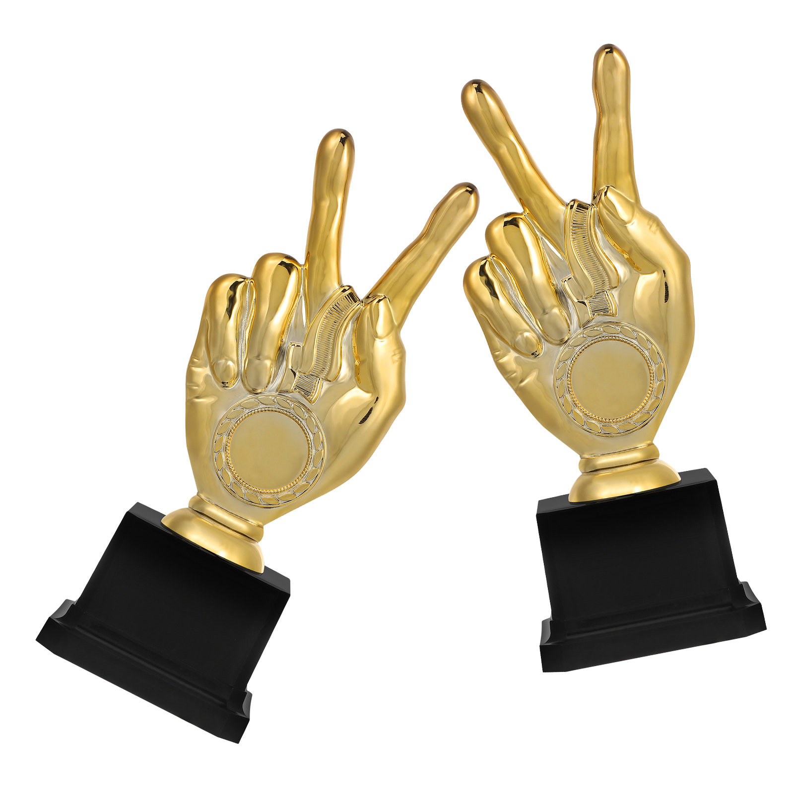 Party Supplies - 2Pcs Childrens Trophies Plastic Golden Trophy