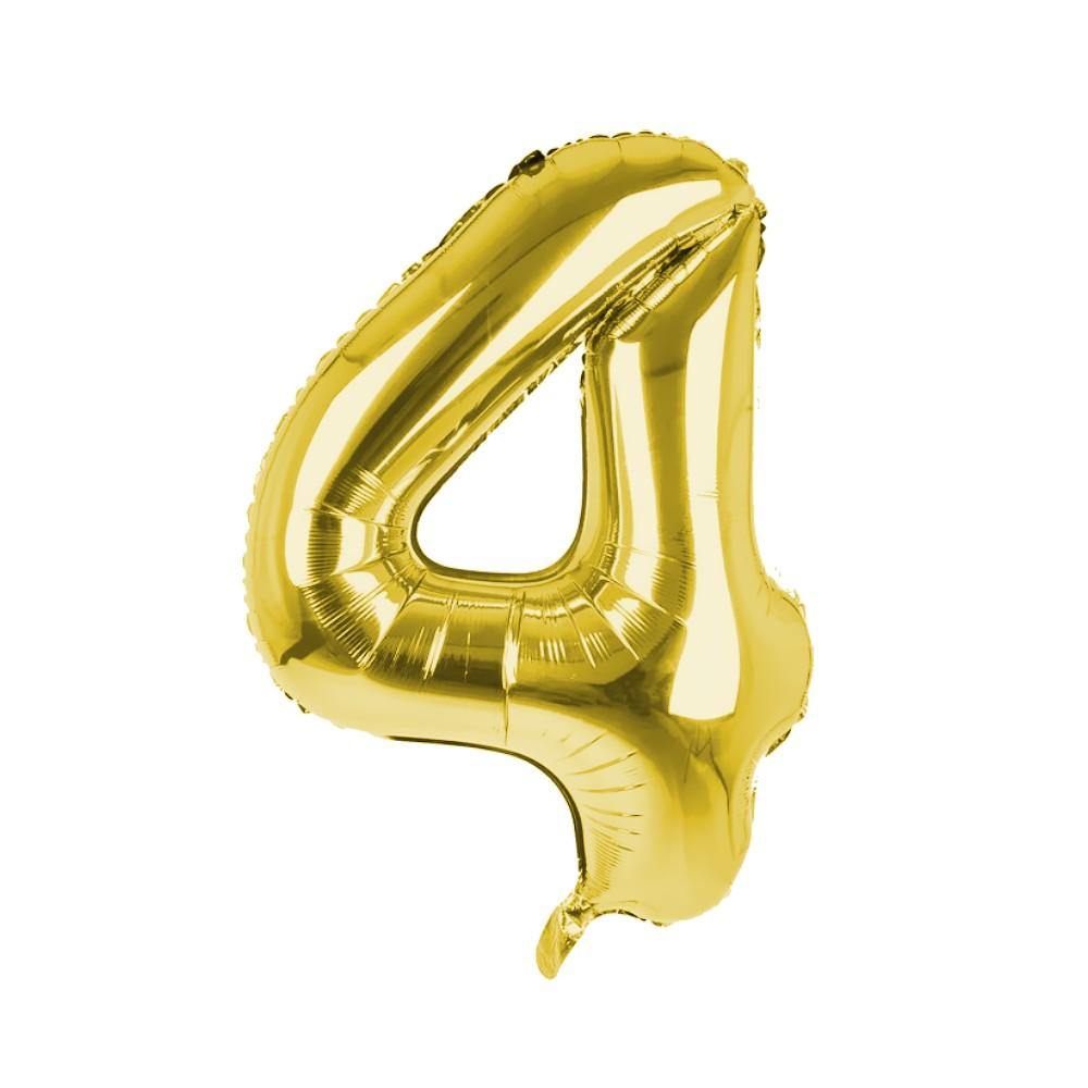 Party Supplies - Cijfer Ballon '4' Goud (100CM)