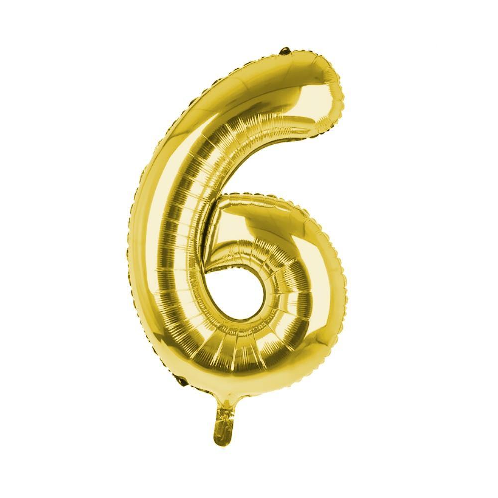Party Supplies - Cijfer Ballon '6' Goud (100CM)
