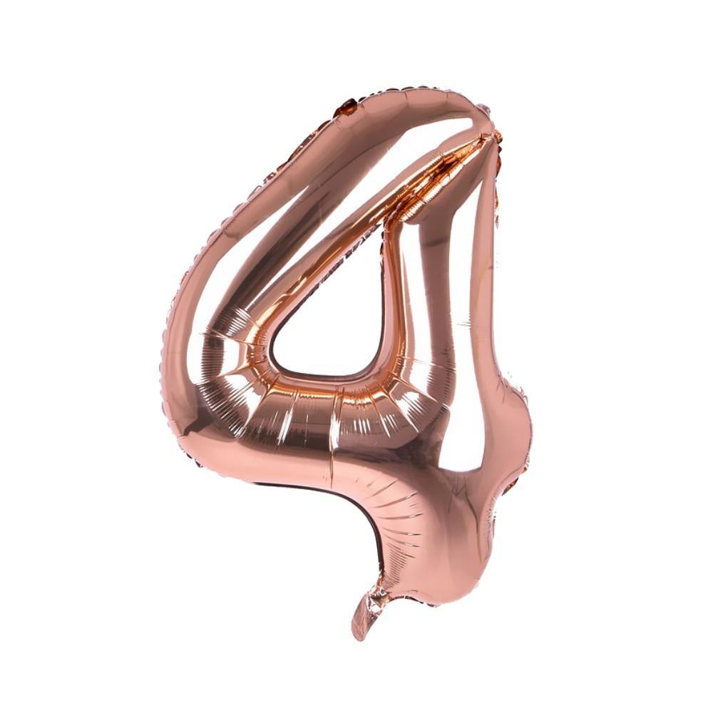 Party Supplies - Cijfer Ballon '4' Rosé (100CM)