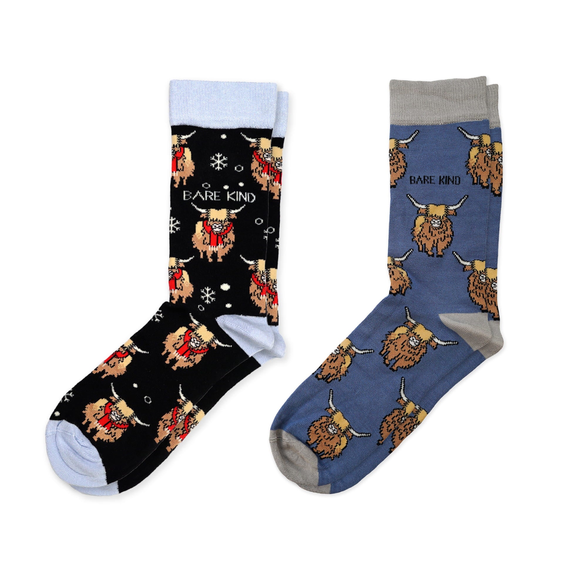 Funny Chicken Leg Socks - Christmas Highland Cow 2 Pack Bamboo