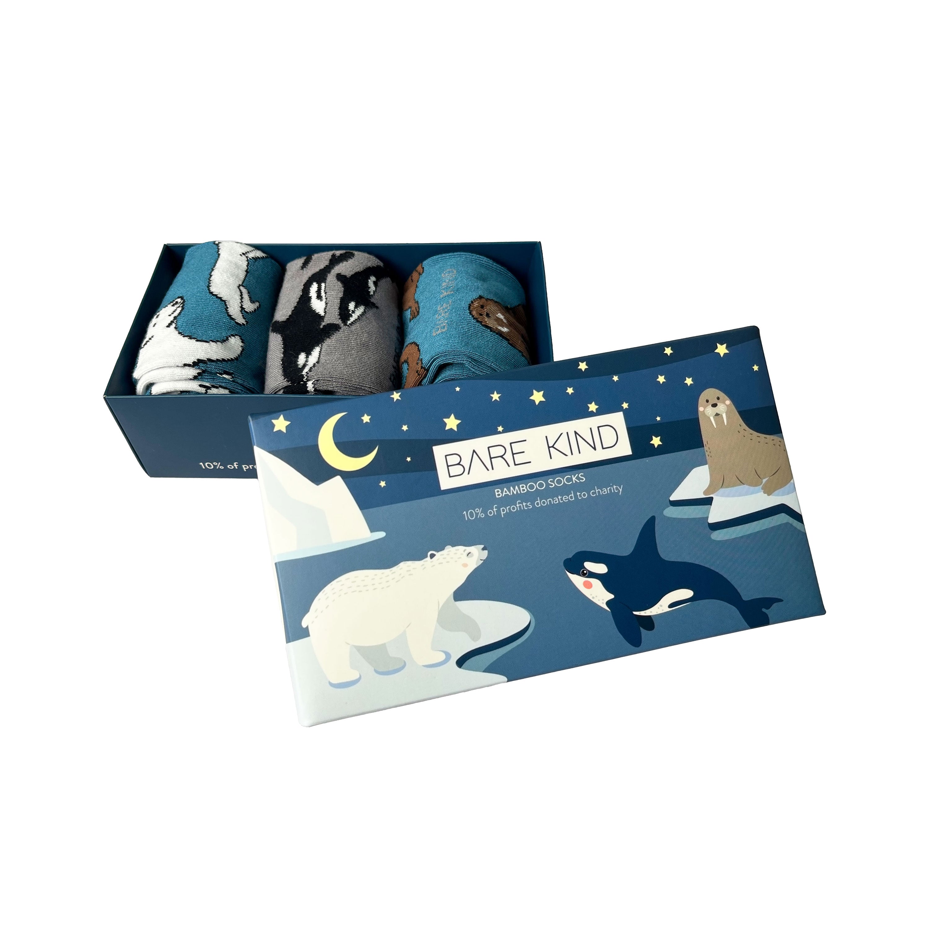 Funny Chicken Leg Socks - Arctic Animals Bamboo Socks Gift Box