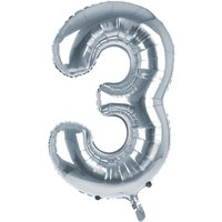 Cijfer Ballon '3'  Zilver (100 - Party Supplies review and price